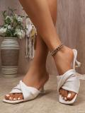 Square Toe Slide Sandals Women's Outdoor Mid-Heel Mule Plus Size