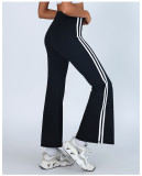 High Waist Contrast Trim High Stretch Fabric Flared Yoga Pants