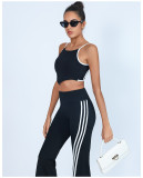 Yoga SBra Tank High Waist Flared Pants 2 Piece Set