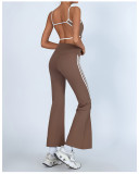 Yoga SBra Tank High Waist Flared Pants 2 Piece Set