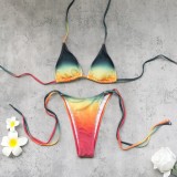 Ombre Lace Up Bikini Set Sexy Two Piece Swimwear