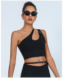 Quick Dry Asymmetric One Shoulder Yoga Tank