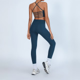 Yoga Tank Bra Peach Lift High Waist Leggings Workout Set