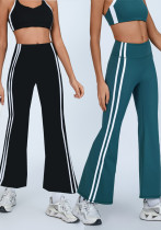 High Waist Contrast Trim High Stretch Fabric Flared Yoga Pants