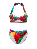 Floral Print Two-Piece Swimsuit with Bodycon Skirt 3-Piece Set