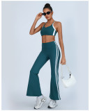 High Waist Contrast Trim High Stretch Fabric Flared Yoga Pants