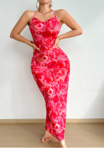Summer Sexy Sheer Cut Out Trendy Print Low Back Strappy Dress Summer Sexy Sheer Cut Out Trendy Print Low Back Strappy Dress