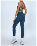 Yoga Tank Bra Peach Lift High Waist Leggings Workout Set