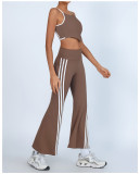 Yoga SBra Tank High Waist Flared Pants 2 Piece Set