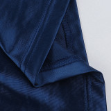 Autumn Chic Sexy Deep V Slim Waist Satin Slit Dress