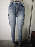 Women's Sexy Slim Fit Casual Cargo Denim Pants