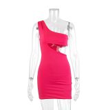 One Shoulder Sheer Bodycon Dress Summer Sexy Mini Dress