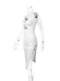 Low Back Slit Maxi Dress Sexy Summer Bodycon Gown