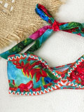 Floral Print Two-Piece Swimsuit with Bodycon Skirt 3-Piece Set
