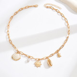 Sun Pearl Shell Necklace Women’s Summer Layered Pendant