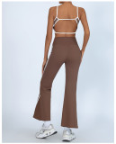 Yoga SBra Tank High Waist Flared Pants 2 Piece Set