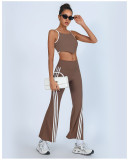 Yoga SBra Tank High Waist Flared Pants 2 Piece Set