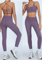 Yoga Tank Bra Peach Lift High Waist Leggings Workout Set