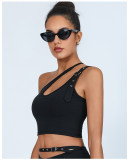 Quick Dry Asymmetric One Shoulder Yoga Tank
