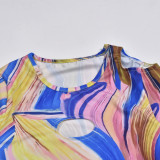 Women Sexy Cutout Off-Shoulder Contrast Round Neck Dress