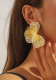 Luxury Gold Bow Earrings Hollow Out Pearl Dangle Jewelry