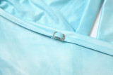 Fashion Shell Metal Buckle Tie Halter Neck Low Back Lace-Up Top