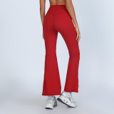 High Waist Contrast Trim High Stretch Fabric Flared Yoga Pants