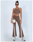 Yoga SBra Tank High Waist Flared Pants 2 Piece Set