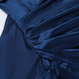 Autumn Chic Sexy Deep V Slim Waist Satin Slit Dress