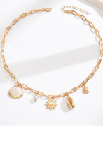 Sun Pearl Shell Necklace Women’s Summer Layered Pendant