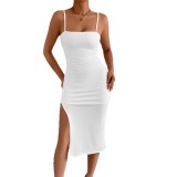 Low Back Slit Maxi Dress Sexy Summer Bodycon Gown