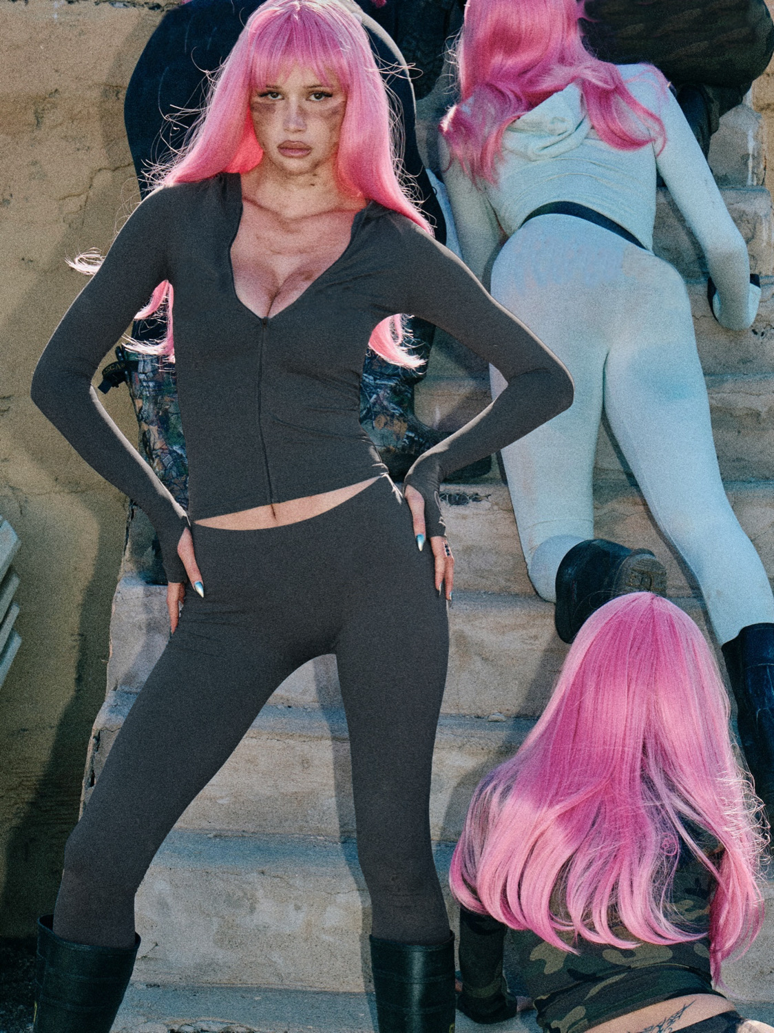 Women's Fashion Printed Hooded Zip-Up Jacket & Slim-Fit Casual Pants Set