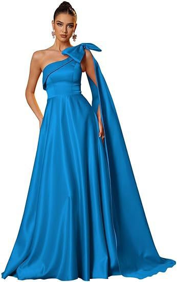 Women One-Shoulder Satin Formal Evening Dress(Processing time need 3-6 days)