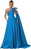Women One-Shoulder Satin Formal Evening Dress（Processing time need 3-6 days）