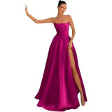 Women Strapless Sexy Slit Formal Party Evening Dress（Processing time need 3-6 days）