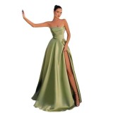 Women Strapless Sexy Slit Formal Party Evening Dress（Processing time need 3-6 days）