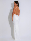 Women Sexy Backless Lace-Up Long Dress for Nightclubs and Parties with a Slit Bodycon Dress