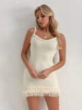 Spring-Summer Knitted Straps Fringed Bodycon Dress