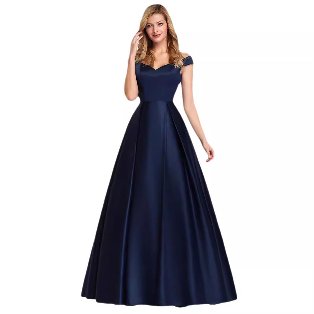 Women Off-Shoulder Satin Solid Prom Dress(Processing time need 3-6 days)