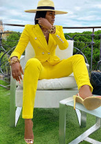 Women Autumn Casual Blazer and Pant Two-Piece Set