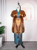 Plus-size African Women printed two-piece dress