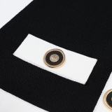 Women elegant button-down colorblock sleeveless single-breasted knitting dress