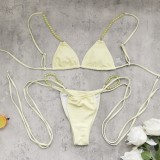 Solid Color Bikini Low-Rise Two-Piece Sexy Swimsuit with Cover Up