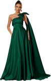 Women One-Shoulder Satin Formal Evening Dress（Processing time need 3-6 days）