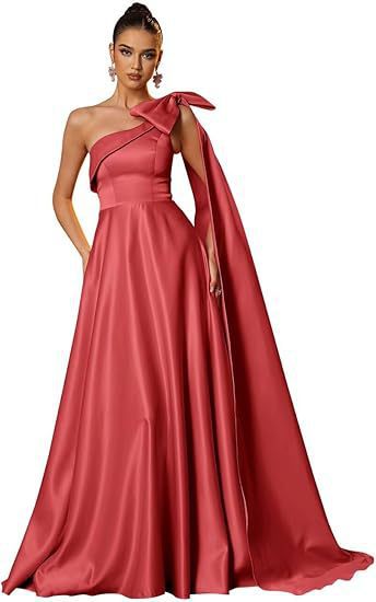 Women One-Shoulder Satin Formal Evening Dress(Processing time need 3-6 days)