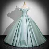 Women French Princess Light Green Evening Dress（Processing time need 3-6 days）