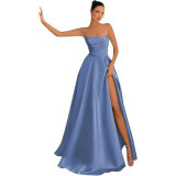 Women Strapless Sexy Slit Formal Party Evening Dress（Processing time need 3-6 days）