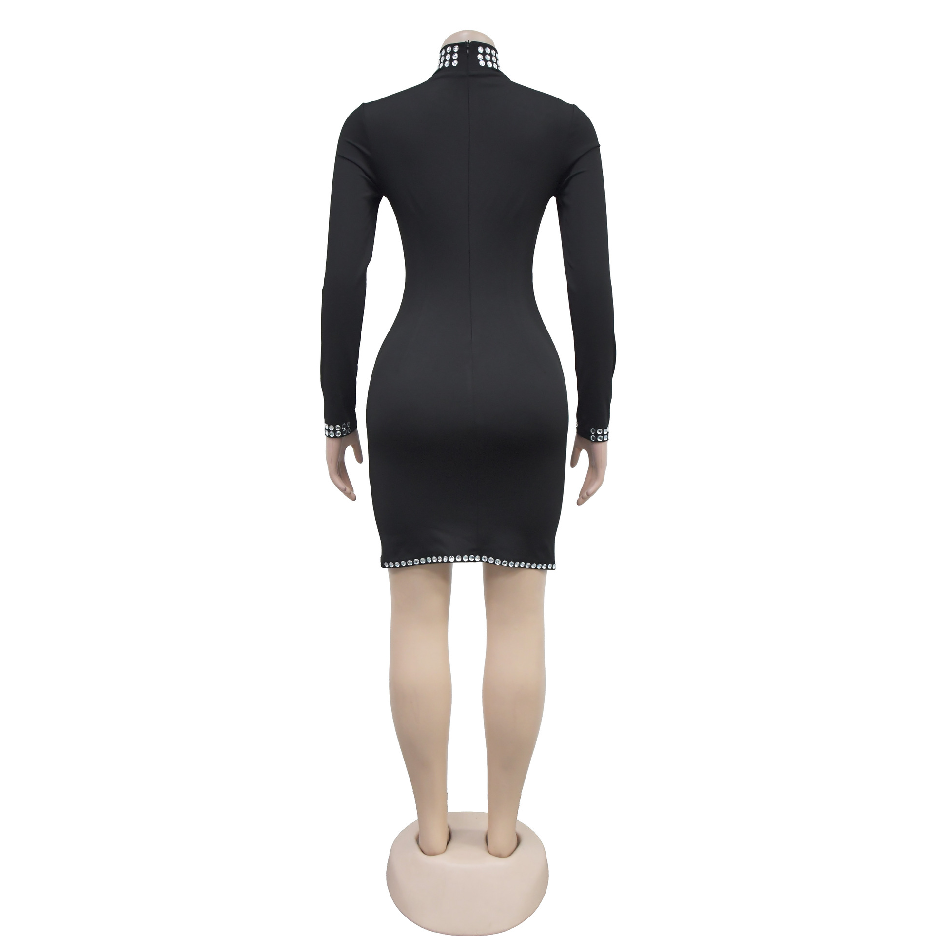 Fashion Women's Elegant Beaded Short Sleeve Mini Dress