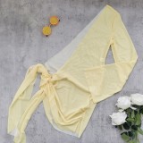 Solid Color Bikini Low-Rise Two-Piece Sexy Swimsuit with Cover Up