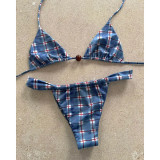 Women Sexy Printed Lace-Up Swimsuit Set